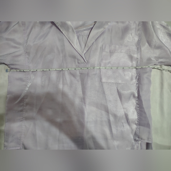 Pilcro Anthropologie Lilac Shine Blouse Satin Button Down Top Long Sleeve Shirt - Picture 10 of 11